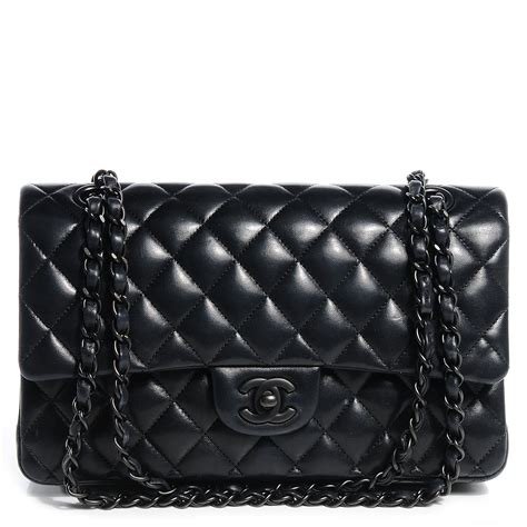 chanel lambskin quilted medium double flap so black|Classic 11.12 handbag, Lambskin & gold.